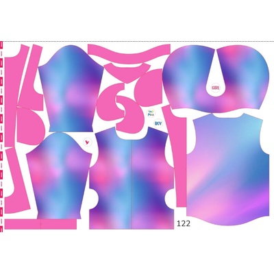 Takoy Panel se střihem 122 dětská softshellová bunda pastelový gradient-NS-29135