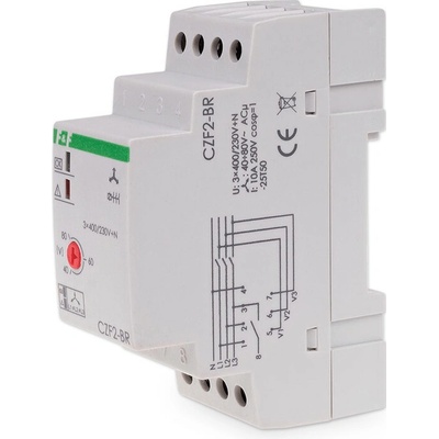 CZF-2BR - Relé pre kontrolu výpadku fáz, kontrola kontaktov, regulovateľné, 3x 400V, 10A, 1x NO