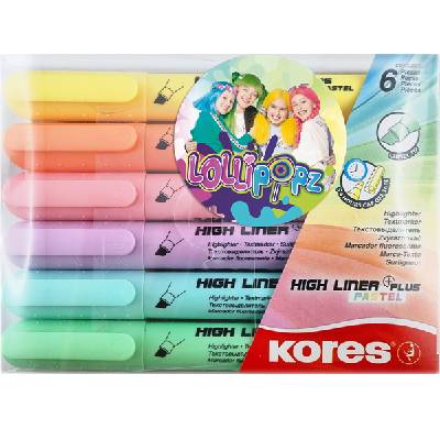 Kores Zvýrazňovač High Liner Plus Pastel LOLLIPOPZ - sada 6 barev