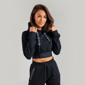 GymBeam STRIX Дамски къс суичър Essential Black XS