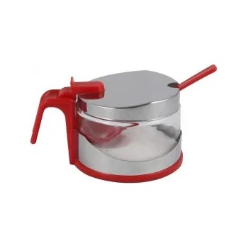 Image 1 of Horecano Стъклена захарница 200мл червена - хром (409r) (010659)