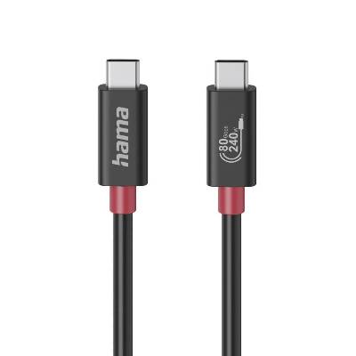 Кабел USB-C еMarker, USB 4 Gen 4, 80 Gbit/s, 1 м, 5 A, 240 W , черен (HAMA-200799)