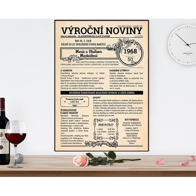 Noviny k výročí svatby 1968 - jednostranné