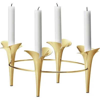 Georg Jensen Nerezový svícen Bloom, zlatý -