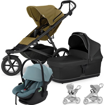 THULE 3v1 Urban Glide 3 Nutria s autosedačkou Maple Mid Blue s madlem a adaptéry 2025
