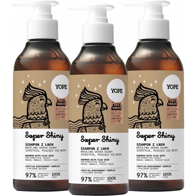 Yope Super Shiny vyhlazující Šampon na Vlasy 3 x 300 ml