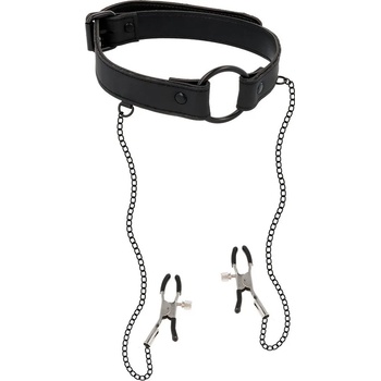 Image 1 of Fetish Submissive O Ring Gag & Nipple Clips Vegan Leather