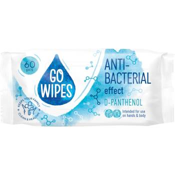 Go Wipes Мокри кърпи с антибактeриален ефект Go Wipes - D-пантенол, 60 броя (1100022080)