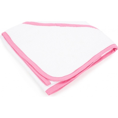 Profod Dojčenská osuška s kapucňou Biela / ružová, 75 x 75 cm