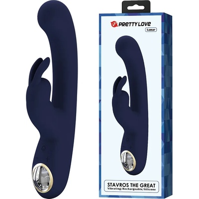 Вибратор с клитор стимулатор, LCD дисплей - Lamar Rabbit Vibrator Blue (D-237395)