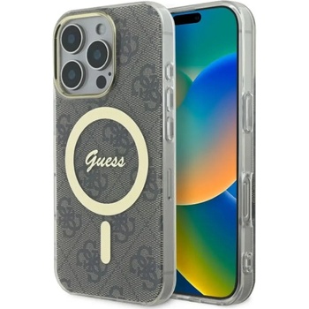 GUESS Калъф Guess IML 4G MagSafe за iPhone 16 Pro Max - кафяв