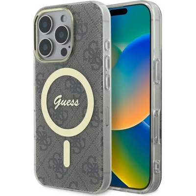 GUESS Калъф Guess IML 4G MagSafe за iPhone 16 Pro Max - кафяв