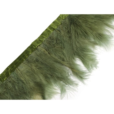 Prýmek - krocaní peří šíře 9-12 cm zelená 2 m