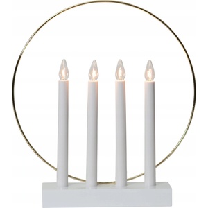 EGLO Свещник Eglo - Glossy, 4хЕ10, 12W (305-01), 32 x 7.5 x 35 cm, бял/месинг (410979)