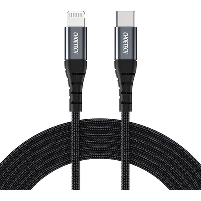 Choetech USB-C Кабел за iPhone, CHOETECH Lightning Nylon Cable 1.2m, Черен (IP0039)