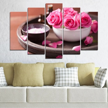 Vivid Home Декоративни панели Vivid Home от 5 части, Цветя, PVC, 160x100 см, Стандартна форма №0564