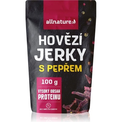 Allnature Hovädzie jerky s čiernym korením sušené mäso hovädzie 100 g