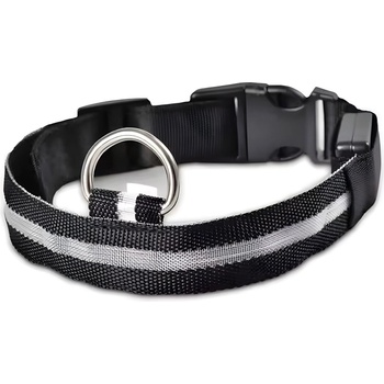 HARAHU Светещ нашийник за куче с usb зареждане - Черен / m kp30725 (30725)
