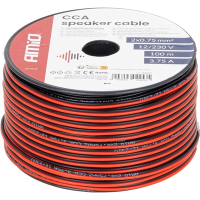 Amio 04457 Vodič reproduktoru dvoužilový CCA 2x0.75mm2 100m