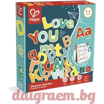 Hape Комплект магнитни букви, 52 части, Hape E2006, H2006 (H2006)