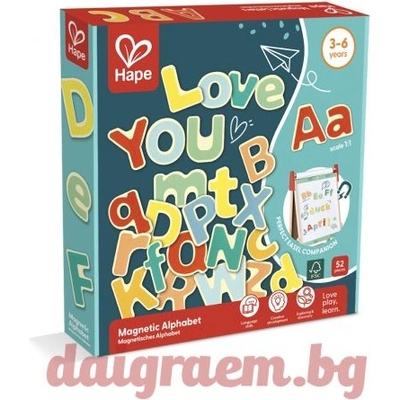 Hape Комплект магнитни букви, 52 части, Hape E2006, H2006 (H2006)