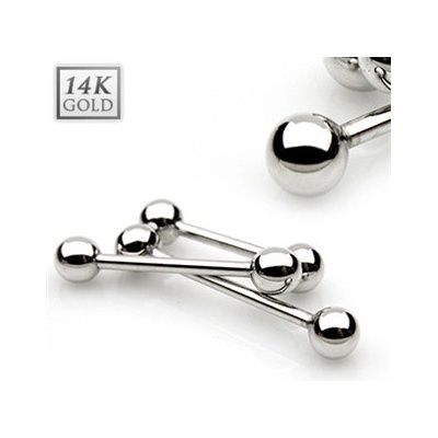 Šperky4U zlatý piercing do jazyka kuličky ZL01105-1616-WG