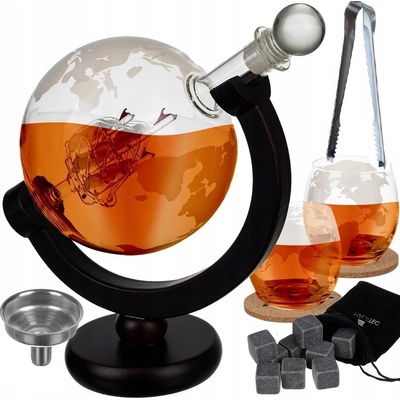 Karafa na whisky RETOO s gravírováním, sada 2 sklenice, 850 ml