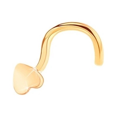 Šperky eshop piercing do nosu ze žlutého zlata malé lesklé ploché srdíčko GG151.02