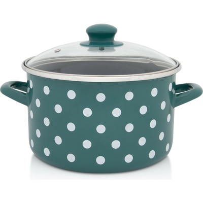 Metalac Zelený puntík Hrnec se skl. poklicí 22 cm 5 l černý vnitřek