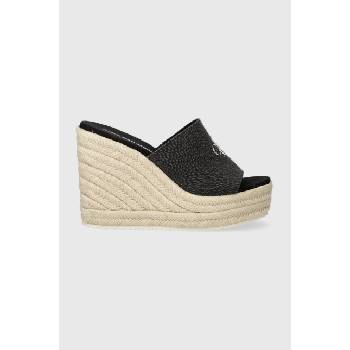 Calvin Klein Jeans Чехли Calvin Klein Jeans SLIDE WEDGE ROPE SANDAL ML BTW в черно със скосена платформа YW0YW01356 (YW0YW01356)