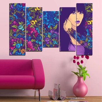 Vivid Home Декоративни панели Vivid Home от 5 части, Цветя, PVC, 160x100 см, 4-та Форма №0724