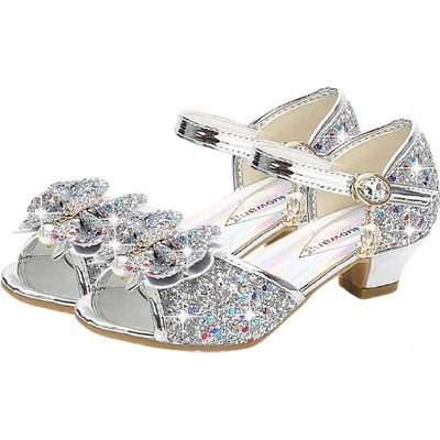 Lesklé střevíčky sandálky stříbrná – Zboží Dáma