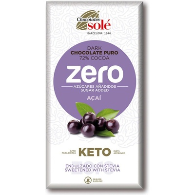 SOLÉ Hořká 72% s acai a stévií bez cukru 100 g