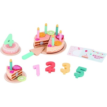 Lelin Дървен комплект Lelin - Торта за рожден ден, с аксесоари (L40247)