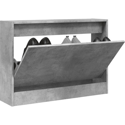 vidaXL Шкаф за обувки, бетонно сив, 80x21x57 см, инженерно дърво (839913)