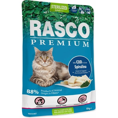 Rasco Premium Sterilized treska so spirulínou 85 g