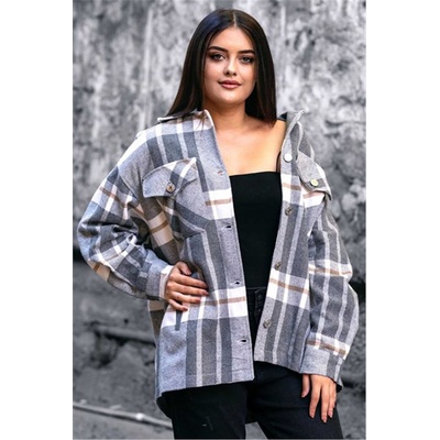 Madmext Дамска Oversize риза MG042 - Сива 305631 (305631_Светло сиво)