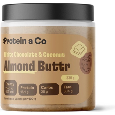 Protein&Co Mandlový krém s bílou čokoládou a kokosem 330 g