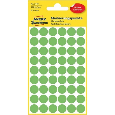 Etikety kruhové 12mm Avery neónovo zelené