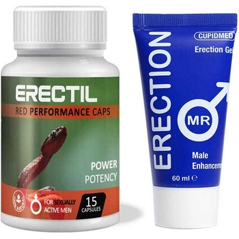 Erectil 15 капсули за ерекция + Възбуждащ гел за мъже Mr. Erection 60мл