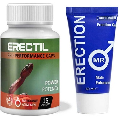 Erectil 15 капсули за ерекция + Възбуждащ гел за мъже Mr. Erection 60мл