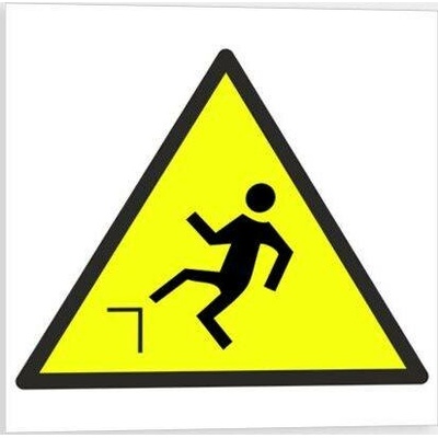 Traiva s.r.o Pozor nebezpečí pádu - symbol Verze: Plast 210 x 210 mm tl. 0.5 mm - Kód: 03240