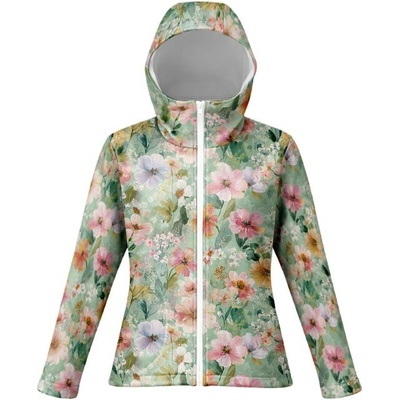 Takoy Panel se střihem 54 dámská softshell bunda SPORT květiny green romantic - jarní softshell-NS-27602