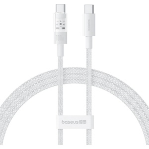Baseus USB-C към Type-C кабел, супер бързо зареждане 100 W, 2 m - Baseus Gem (P1037373000211-01) - Moon White