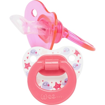 Wee Baby Залъгалки Wee Baby - 437, 2 броя, 0-6 м, розова и бяла (437)