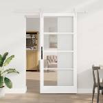 vidaXL Преплъзваща се врата 93 x 202 см Бяло (3332372)