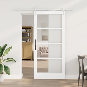 vidaXL Преплъзваща се врата 93 x 202 см Бяло (3332372)