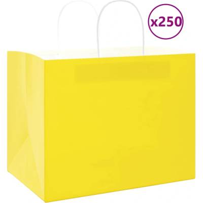 vidaXL Хартиени торбички 250 бр с дръжки жълти 32x22x24 см (4101791)