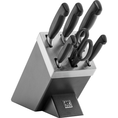 ZWILLING Самонаточващо се блокче с 5 ножа и ножица Four Star сиво (35148-507-0)