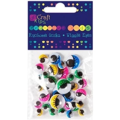 Barevné pohyblivé oči s řasami - 36 ks